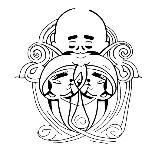 uncle & niece religious  tattoo design idea