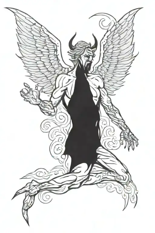 lucifer falling for finger tattoo design idea