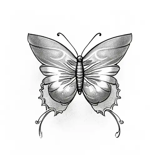 butterfly with a cursive e as the wing and the middle to be a semi colen with the date 9/21/17 in it tattoo design idea