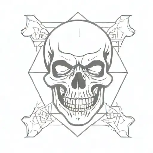 in a square frame a skull with many fangs like a vampire tattoo design idea