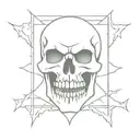 in a square frame a skull with many fangs like a vampire tattoo design idea