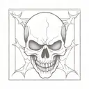 in a square frame a skull with many fangs like a vampire tattoo design idea