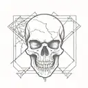 in a square frame a skull with many fangs tattoo design idea