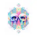 phrase "amor tuus in me vivit" with alot colors for a Men without Black ink tattoo design idea