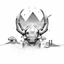 joshua tres and a rino in the desert  tattoo design idea