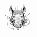 joshua tres and a rino in the desert  tattoo design idea