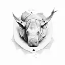 joshua tres and a rino in the desert  tattoo design idea