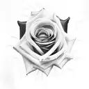 Black and red praying hands and rose tattoo design idea