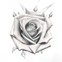 Black and red praying hands and rose tattoo design idea