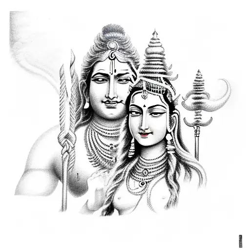 shiva and parvati tattoo design idea