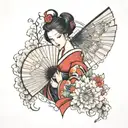 Japanese girl with a fan tattoo design idea