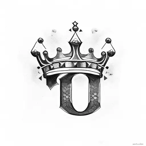 crown with letter E and W tattoo design idea