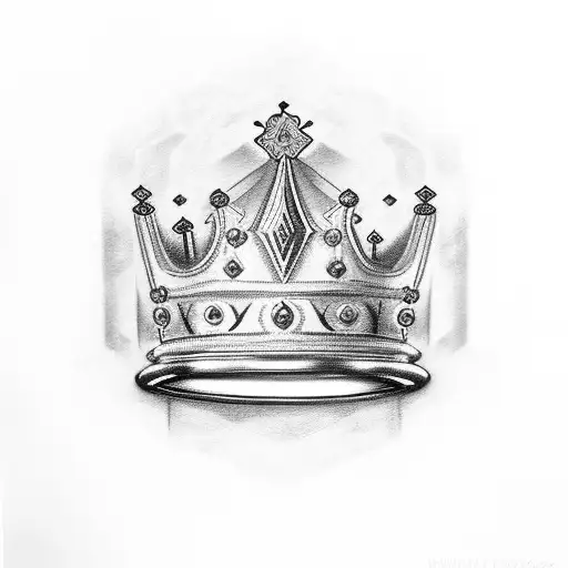 crown with letter E and W in it tattoo design idea