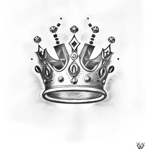 crown with letter W and E tattoo design idea