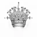 crown with letter E and W tattoo design idea