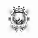 crown with letter E and W tattoo design idea