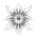 japanese spider lily grows from skull with crown tattoo design idea