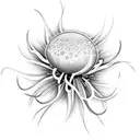 japanese spider lily grows from skull with crown tattoo design idea