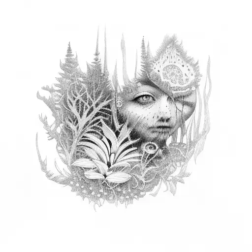 cera with vegetation  tattoo design idea