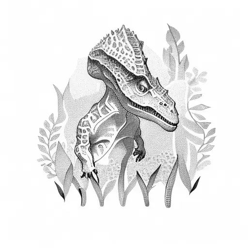 cera of the little dinosaur with vegetation  tattoo design idea