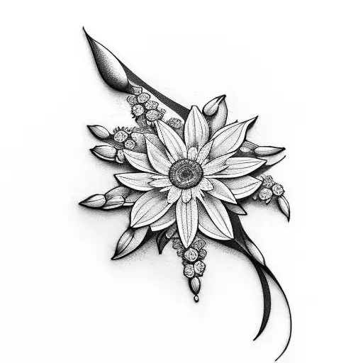 hour glass edelweiss flower tattoo design idea