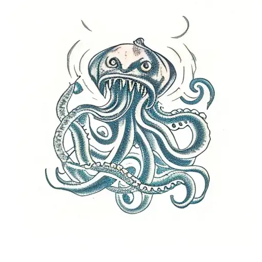 kraken with ship tattoo design idea