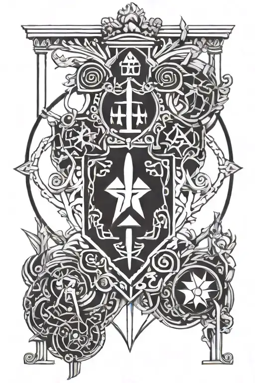 An abstract representation of the concept of power and authority, incorporating symbols from ancient Rome tattoo design idea