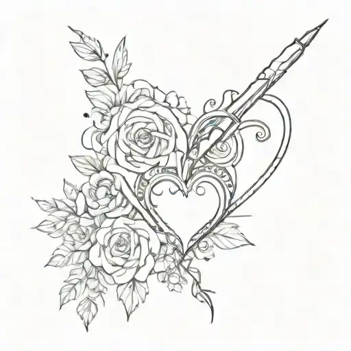 Carter and Bella heart writing tattoo design idea