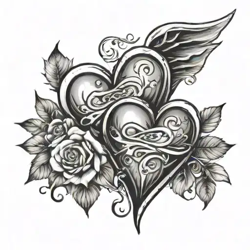 Carter and Bella heart writing tattoo design idea