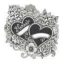 Carter and Bella heart writing tattoo design idea