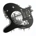guitar city skyline tattoo design idea
