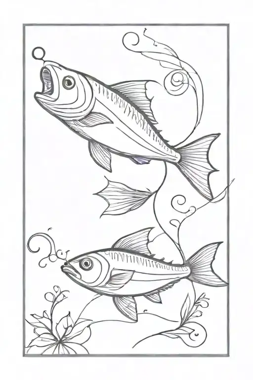 sewing needle and thread with an outline of a fish in the thread tattoo design idea