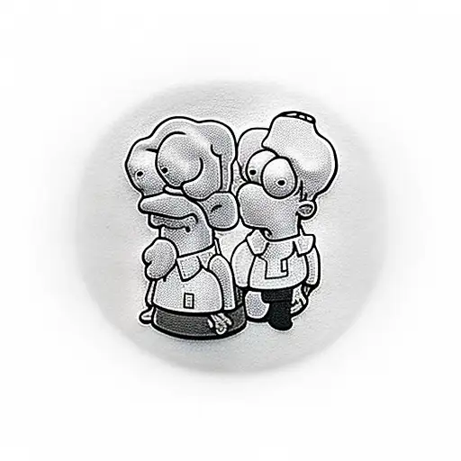 Homer and Goofy sitting together while drink a cocktail tattoo design idea