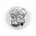 Homer and Goofy sitting together while drink a cocktail tattoo design idea