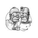 Homer and Goofy sitting together while drink a cocktail tattoo design idea