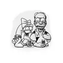 Homer and Goofy sitting together while drink a cocktail tattoo design idea