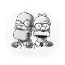 Homer and Goofy sitting together while drink a cocktail tattoo design idea