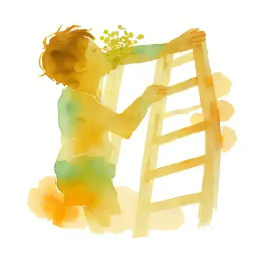 boy on the ladder without steps tattoo design idea