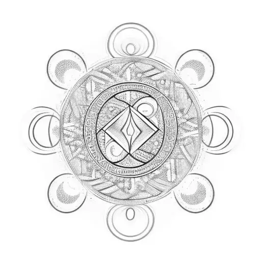 circle with the following adinkra symbol: tenderness, freedom, infinity, God's protection and understanding tattoo design idea