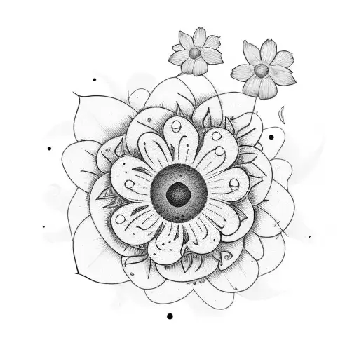 memorial tattoo with resonator guitar orange flowers and a thumb print tattoo design idea