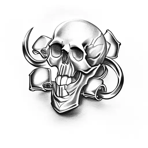 Skull with brass knuckles  tattoo design idea