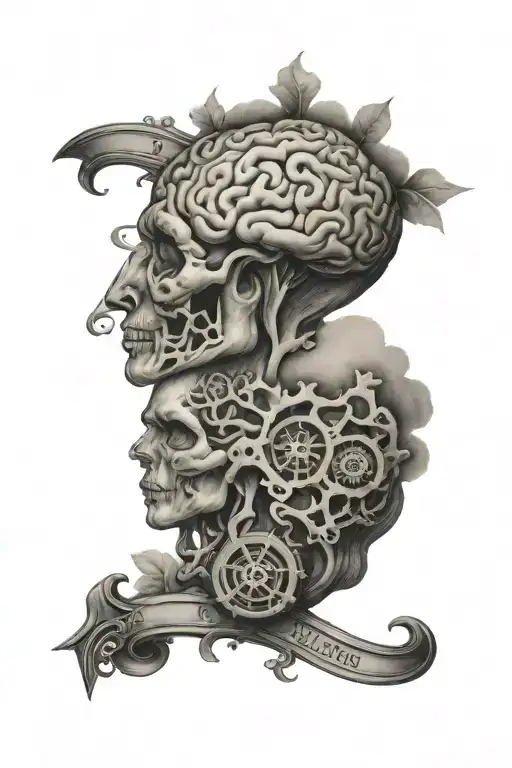 brain and heart balance by yhwh tattoo design idea