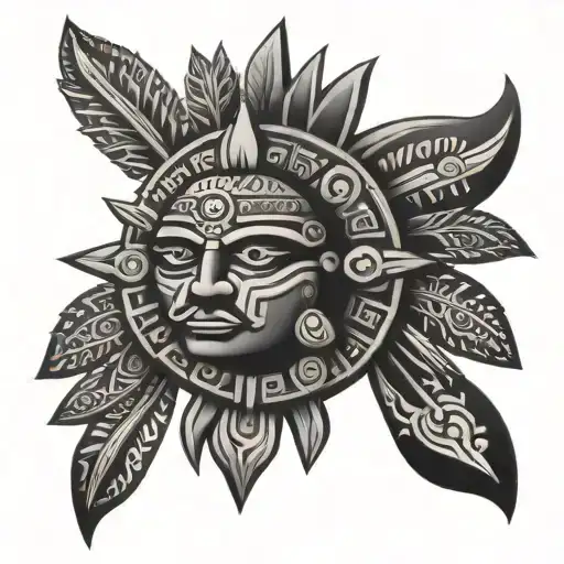 Aztec, sun, tattoo design idea