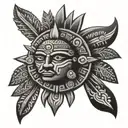Aztec, sun, tattoo design idea