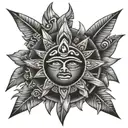 Aztec, sun, tattoo design idea