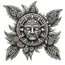 Aztec, sun, tattoo design idea
