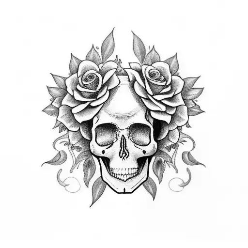 I want a sleeve, with flowers, plants, a female skull and horoscope Virgo in it.  tattoo design idea