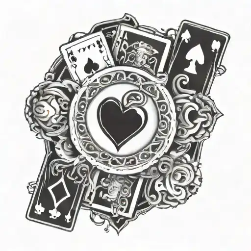 poker card, heart king, 3d over the border of the card tattoo design idea