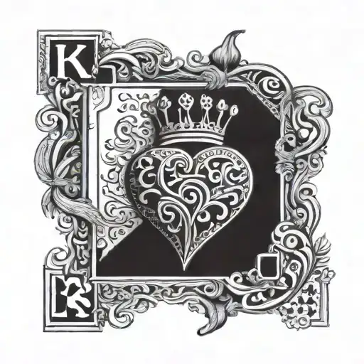 king of heart card, 3d tattoo design idea