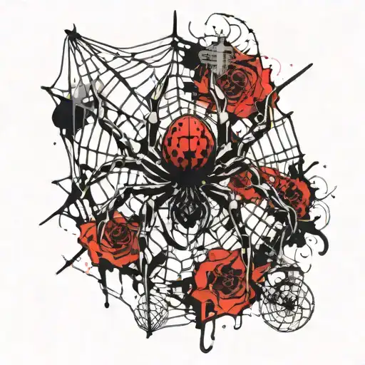 spider and web tattoo design idea